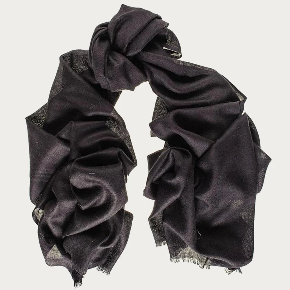 Classic Black Cashmere and Silk Scarf - Image 6
