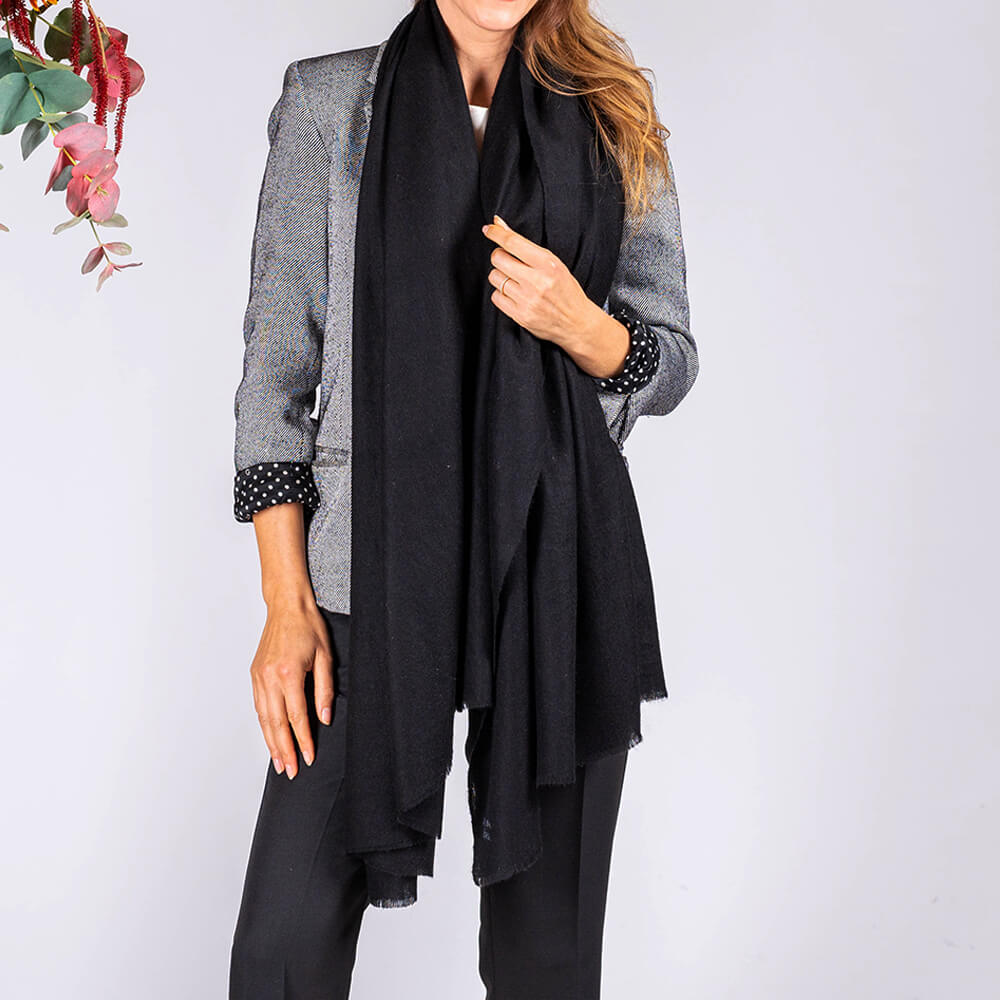 Classic Black Cashmere Shawl - Image 6