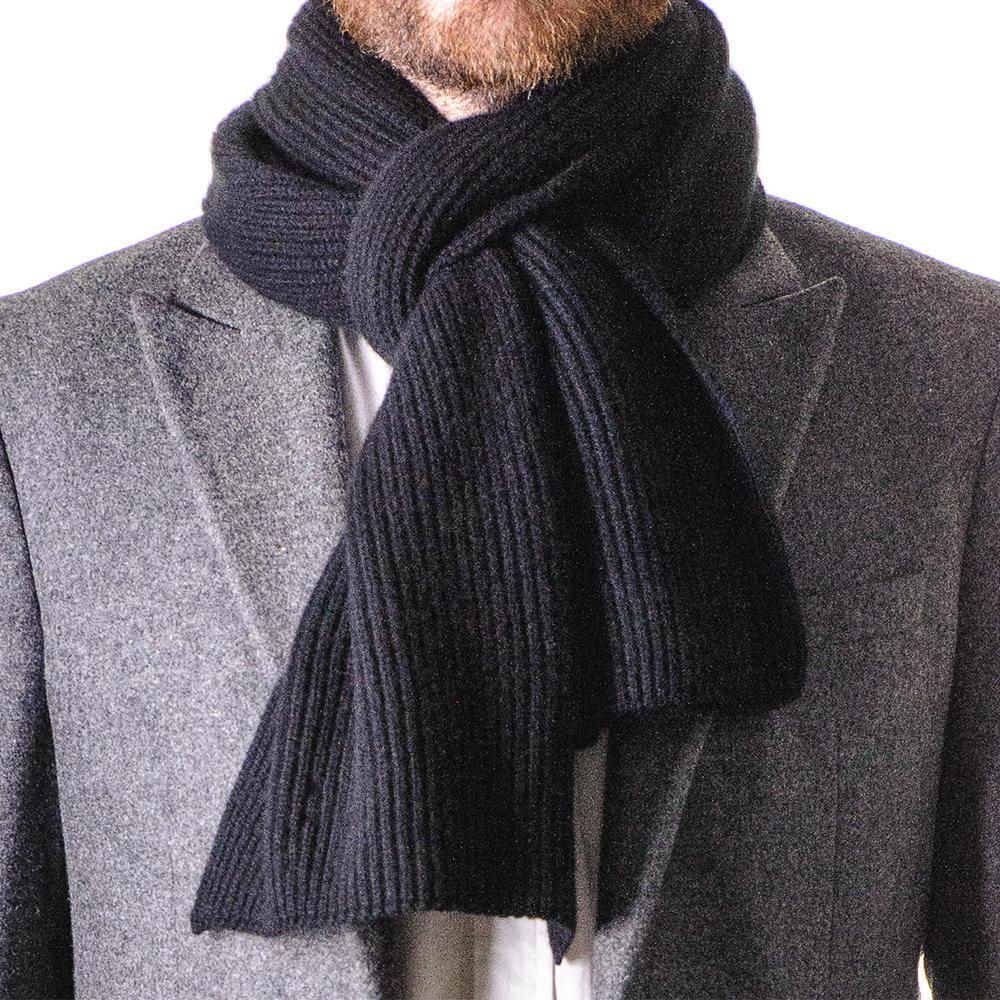 Black Rib Knit Cashmere Scarf - Image 3