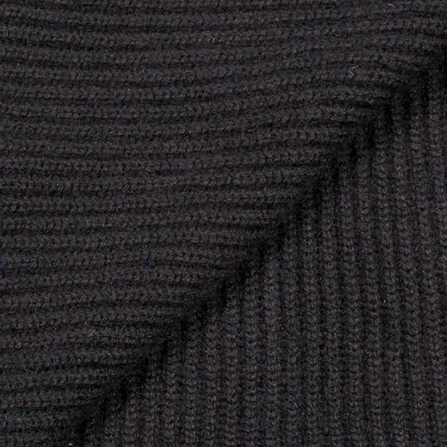 Black Rib Knit Cashmere Scarf - Image 4