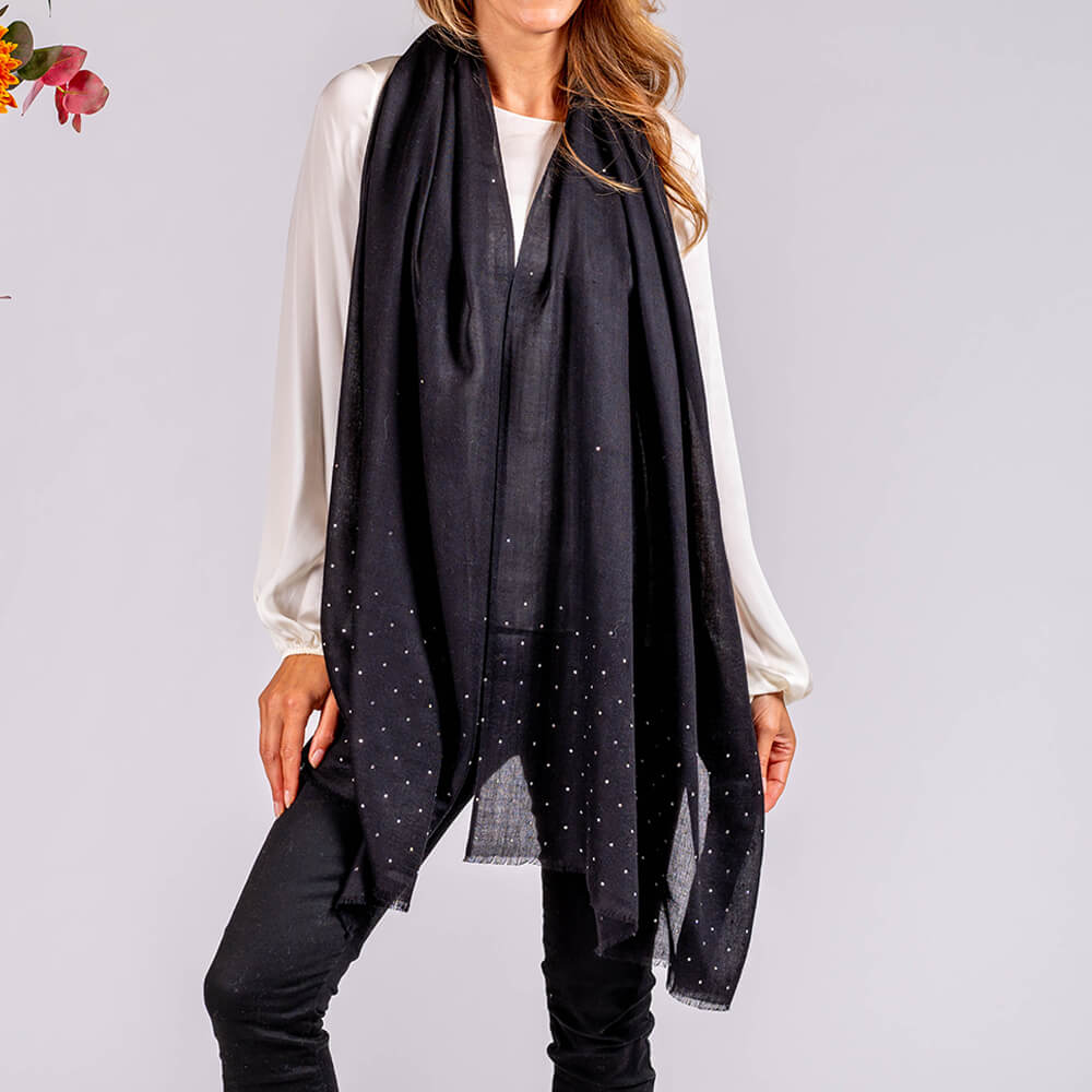 Swarovski Crystal Black Cashmere and Silk Wrap - Image 3