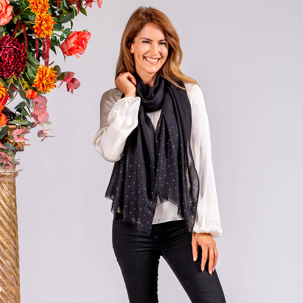 Swarovski Crystal Black Cashmere and Silk Wrap - Image 5