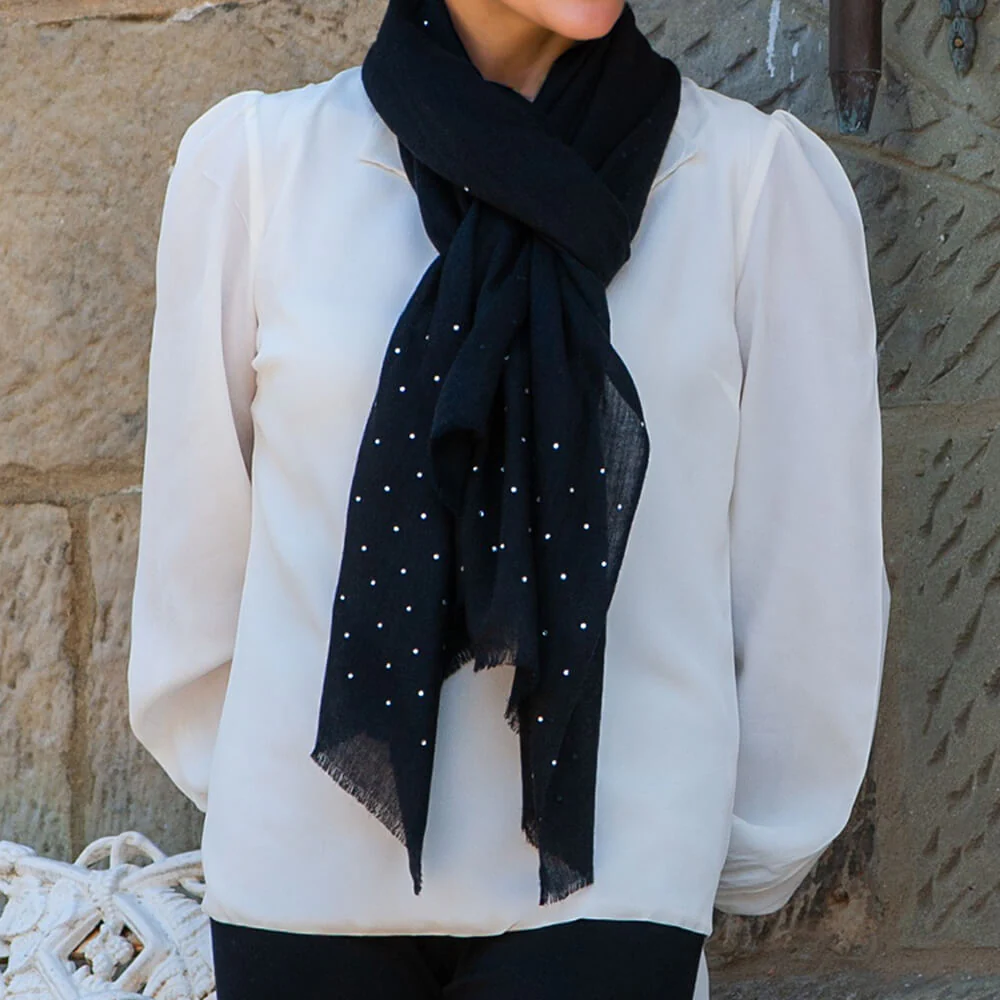 Swarovski Crystal Black Cashmere and Silk Wrap - Image 7
