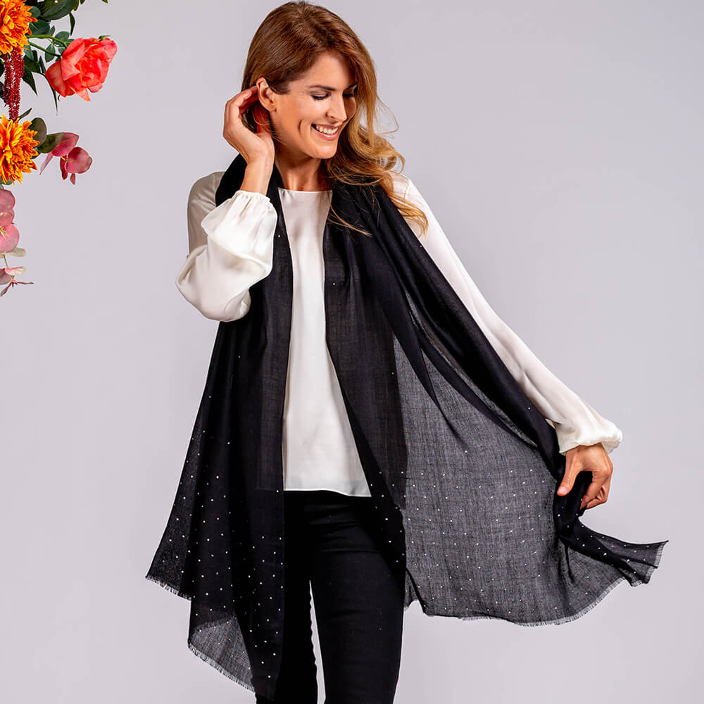 Swarovski Crystal Black Cashmere and Silk Wrap - Image 8