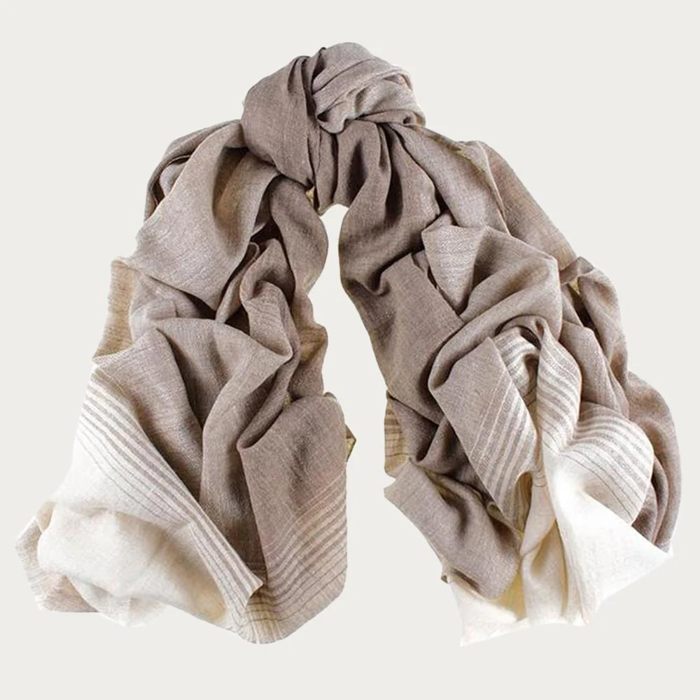 Cream and Caramel Cashmere Ring Shawl - Image 5