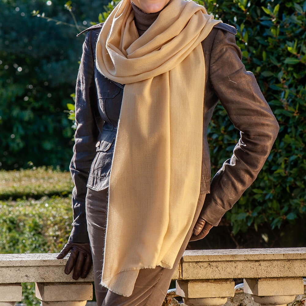 Whipped Cream Shaded Cashmere and Silk Wrap - Image 5