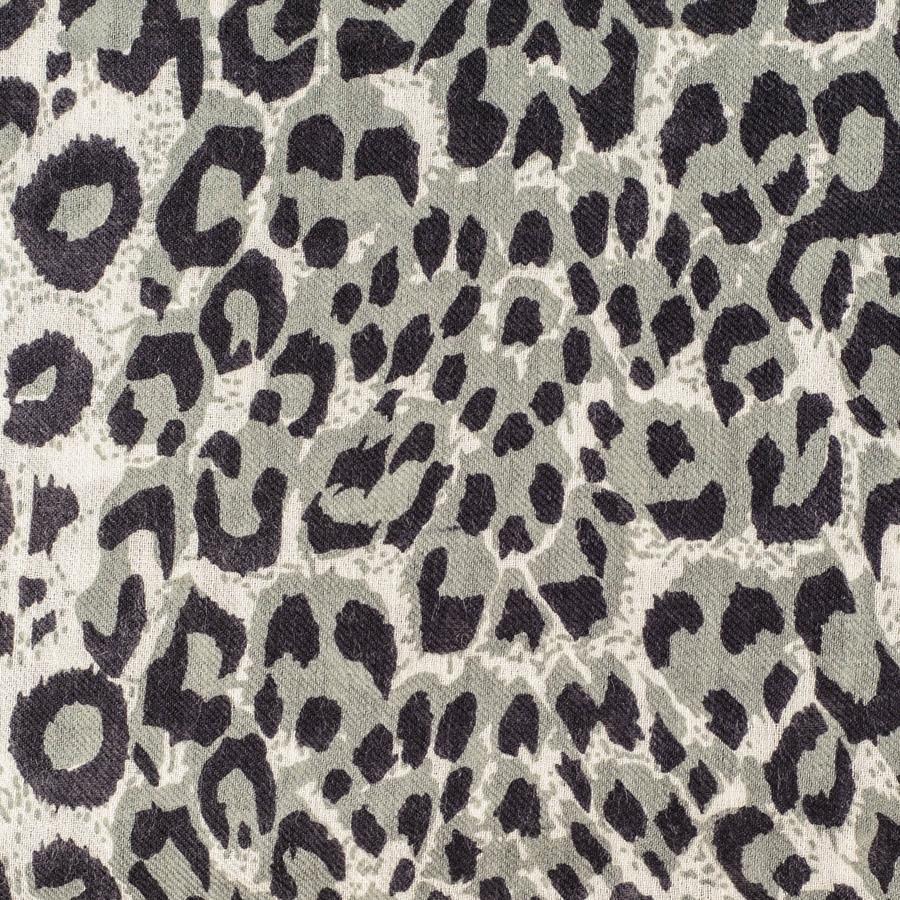 Black Leopard Print Cashmere and Silk Scarf - Image 10