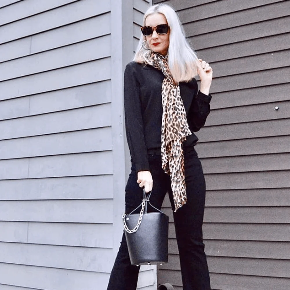 Brown Leopard Print Cashmere and Silk Scarf - Image 4