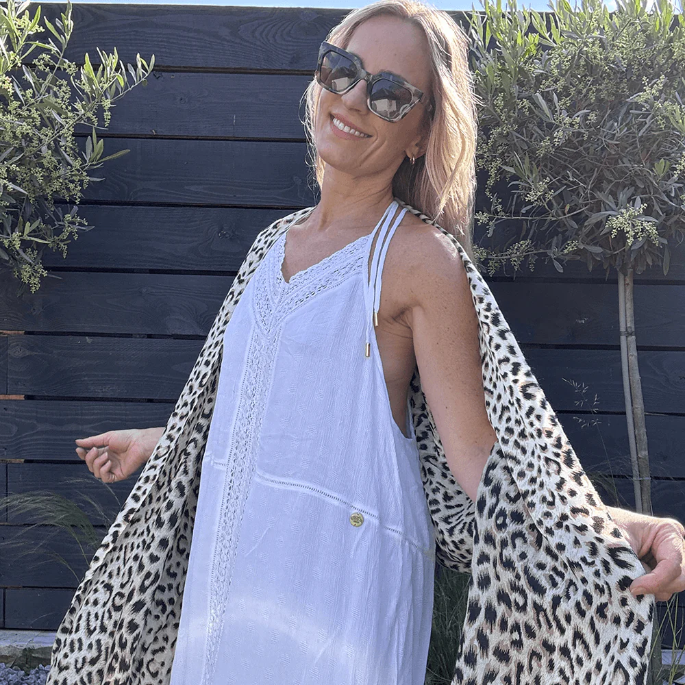 Dappled Leopard Print Cashmere and Silk Scarf - Image 7