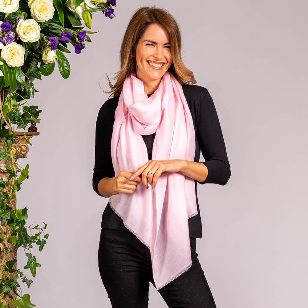 Pastel Pink Cashmere and Silk Wrap - Image 3