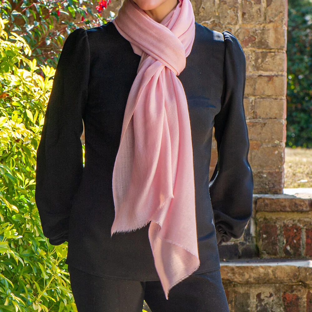 Pastel Pink Cashmere and Silk Wrap - Image 4