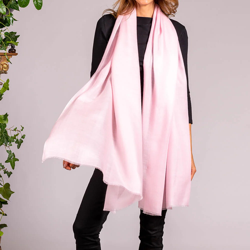 Pastel Pink Cashmere and Silk Wrap - Image 5