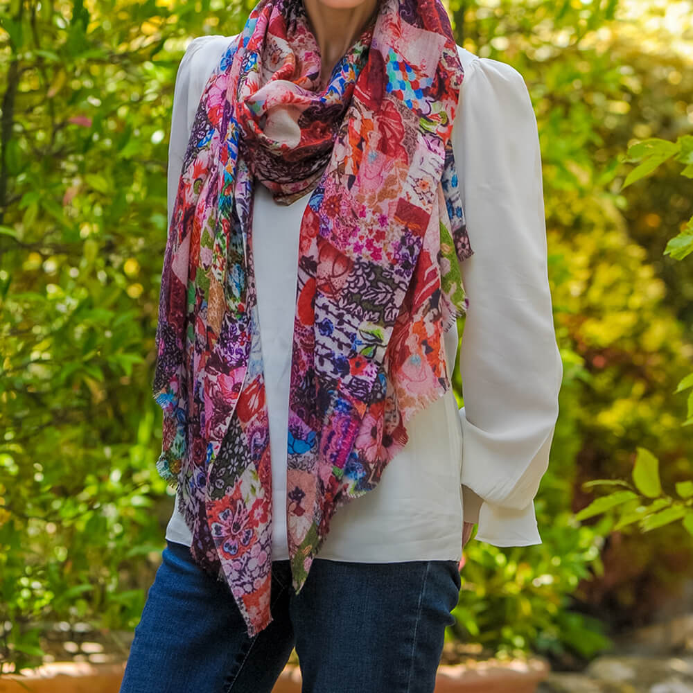 The Liberty ‘Archive Patchwork’ Trilogy - Patchwork Pinks Cashmere and Silk Wrap - Image 3
