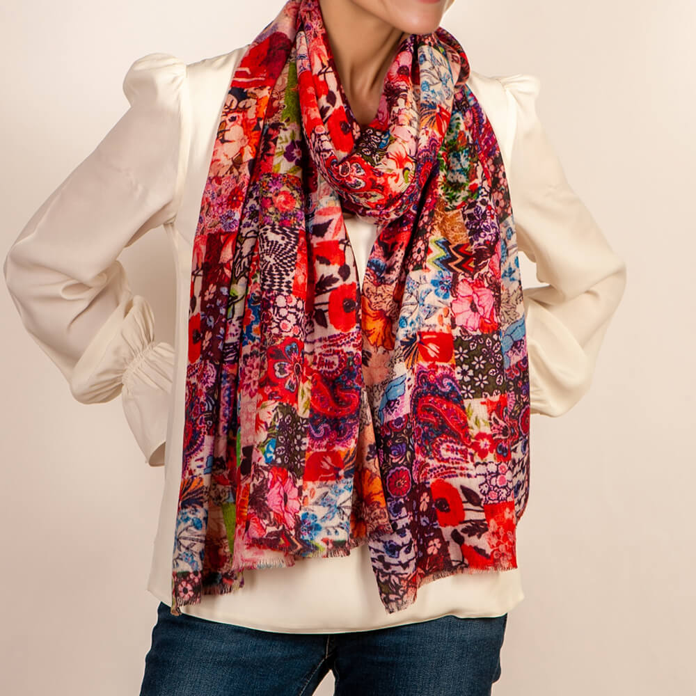 The Liberty ‘Archive Patchwork’ Trilogy - Patchwork Pinks Cashmere and Silk Wrap - Image 5