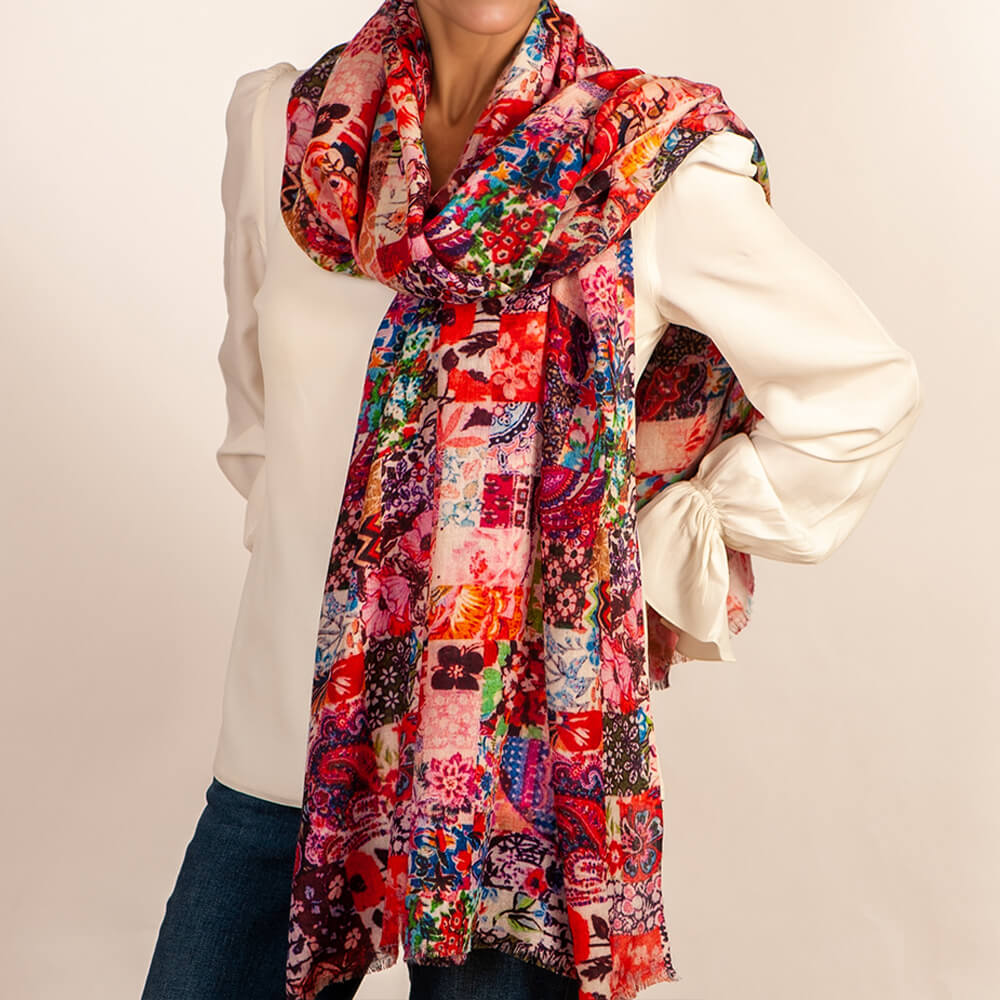 The Liberty ‘Archive Patchwork’ Trilogy - Patchwork Pinks Cashmere and Silk Wrap - Image 6
