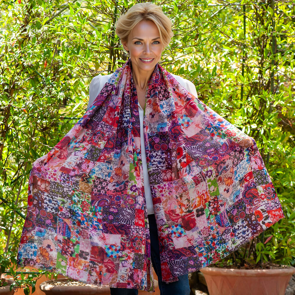 The Liberty ‘Archive Patchwork’ Trilogy - Patchwork Pinks Cashmere and Silk Wrap - Image 7