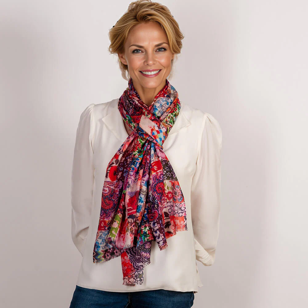 The Liberty ‘Archive Patchwork’ Trilogy - Patchwork Pinks Cashmere and Silk Wrap - Image 8