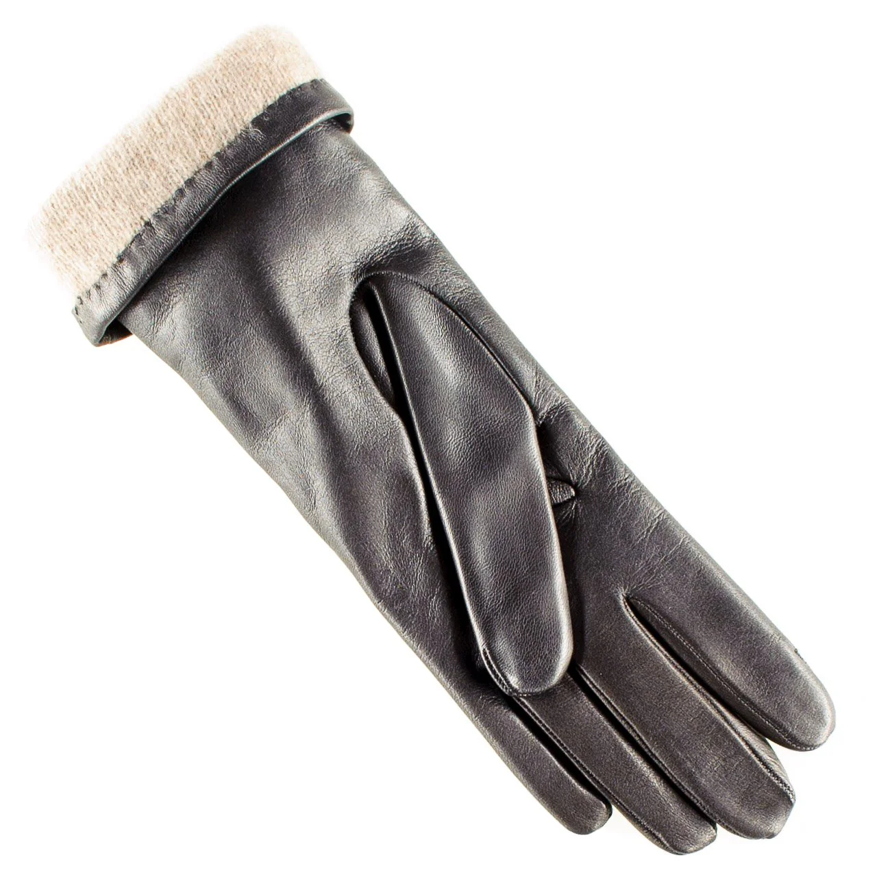 Ladies Black Cashmere Lined Leather Gloves - Image 3