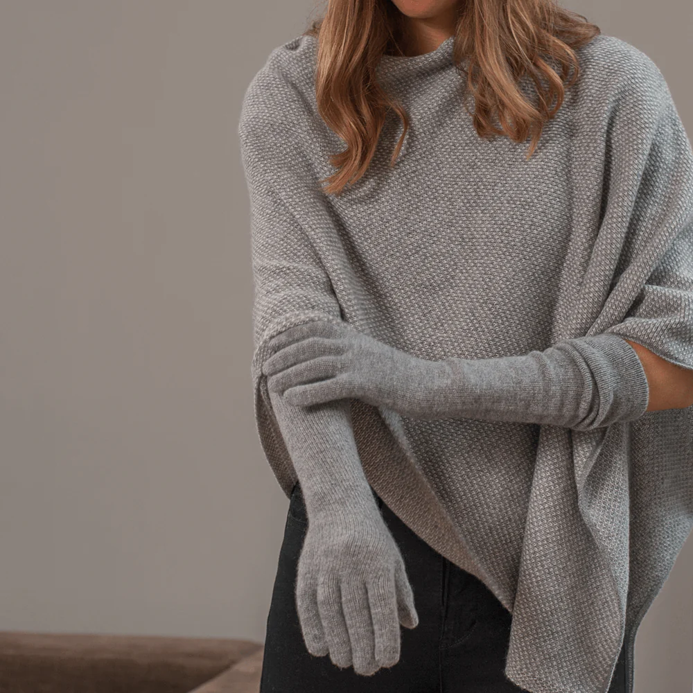 Long Grey Italian Cashmere Gloves - Image 4