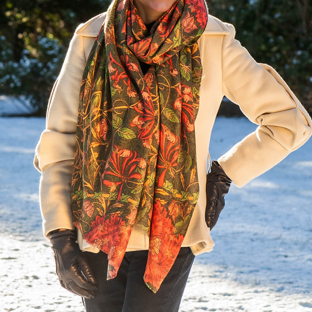 The Liberty March Sparkle Trio- Coral Cashmere and Silk Wrap - Image 3