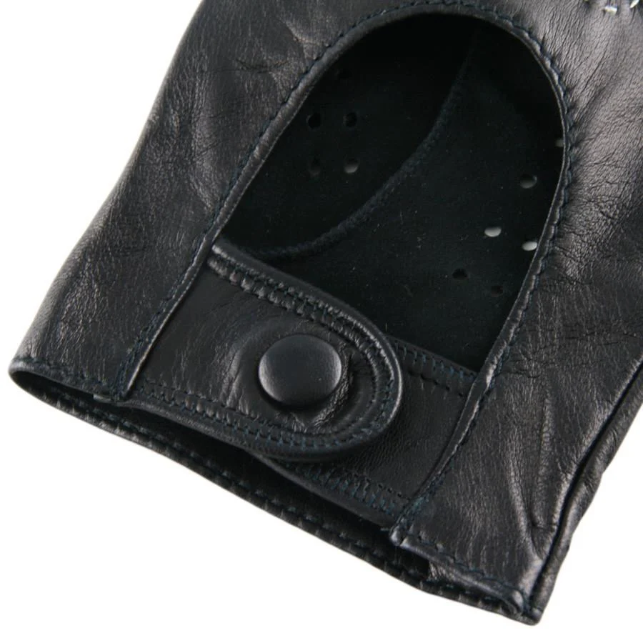 Men's Black Leather Fingerless Driving Gloves - Image 4