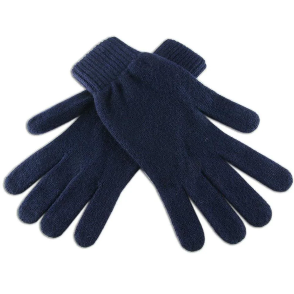 Men's Navy Cashmere Gloves - Image 3
