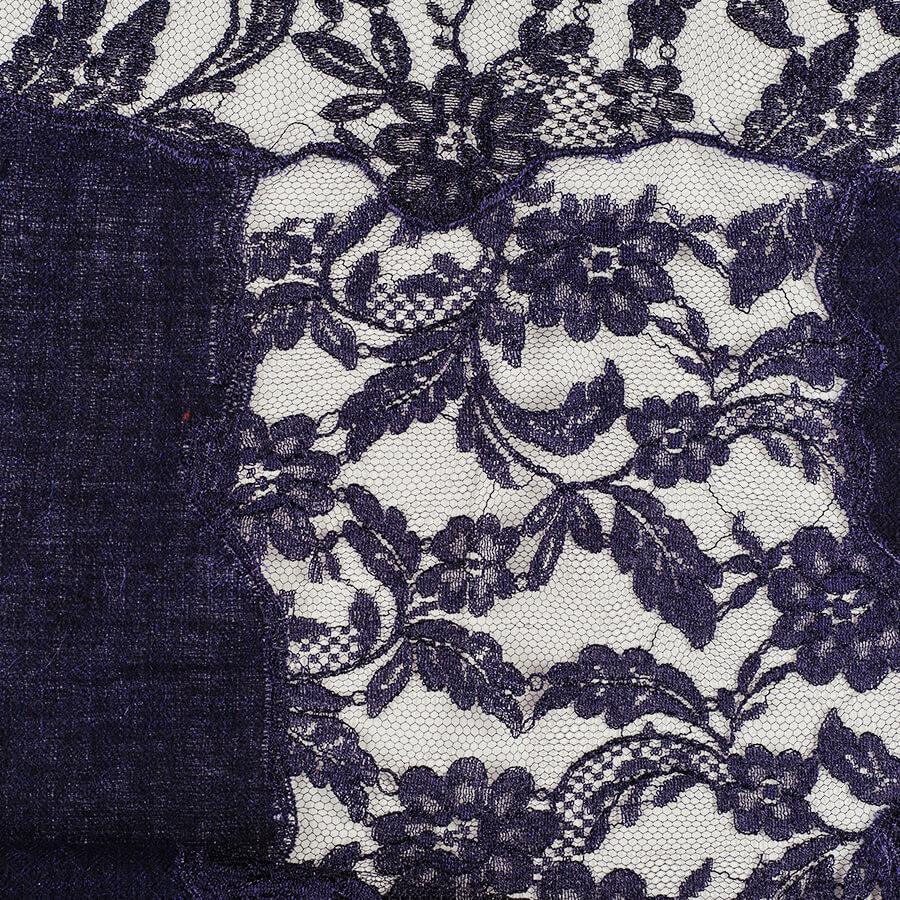 Navy Cashmere and Chantilly Lace Shawl - Image 7