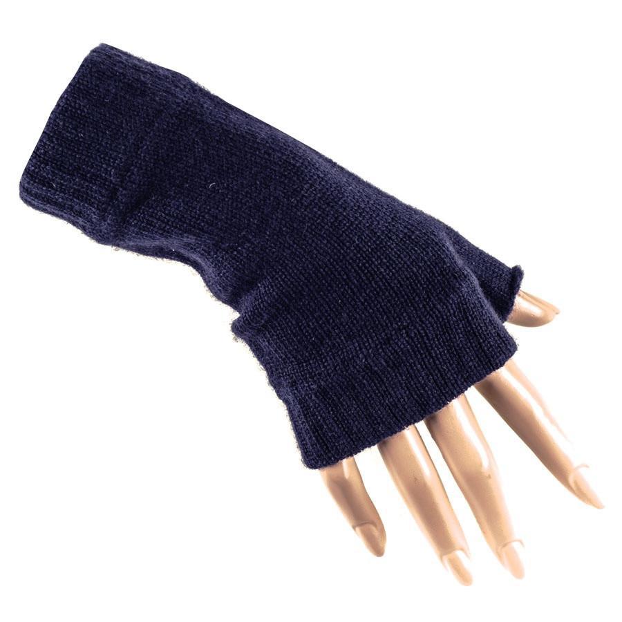 Ladies' Navy Blue Cashmere Mittens - Image 3