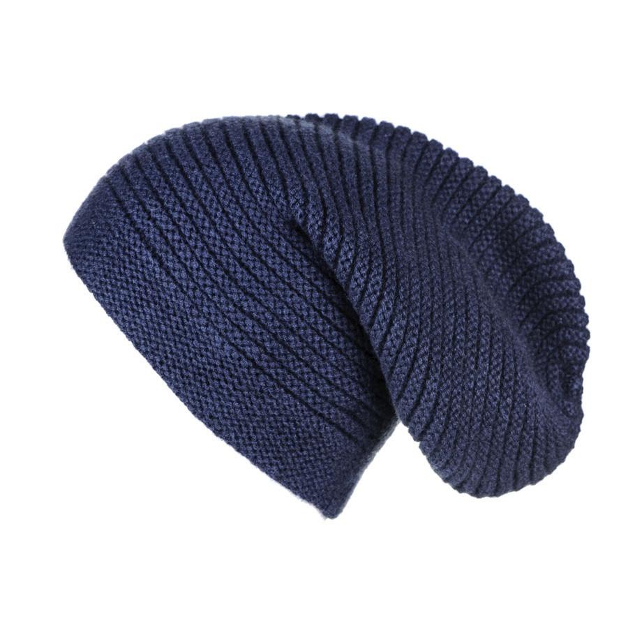Navy Cashmere Slouch Beanie - Image 3