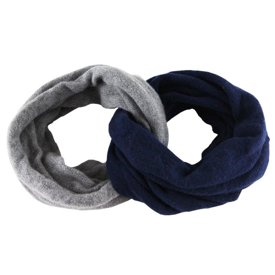 Navy and Warm Grey Cashmere Snood - Image 3