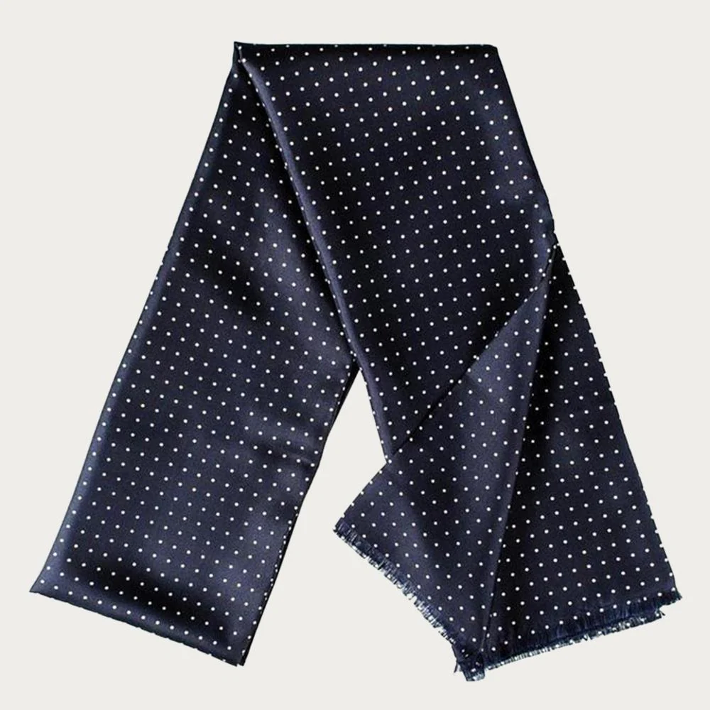 Adelfia - Navy Polka Dot Silk Scarf - Image 4