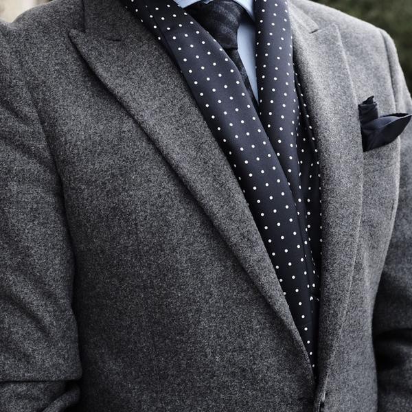 Adelfia - Navy Polka Dot Silk Scarf - Image 6