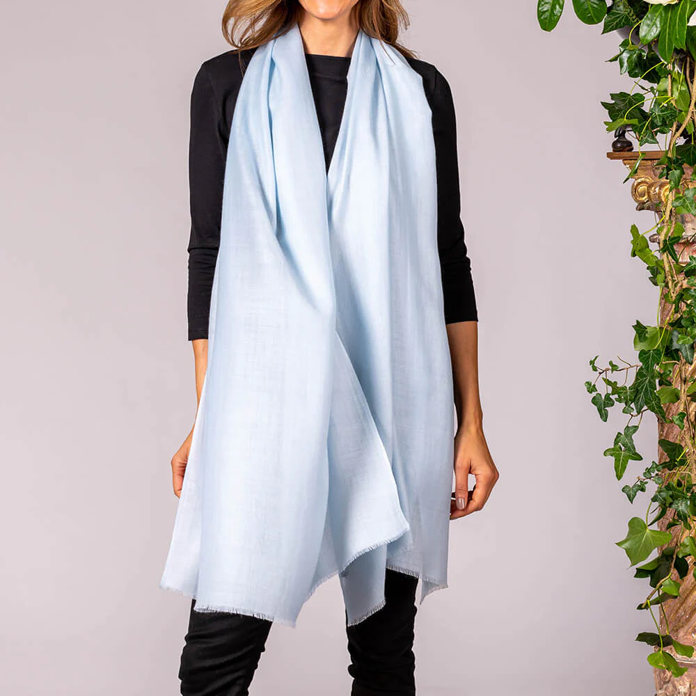 Pastel Blue Cashmere and Silk Wrap - Image 3