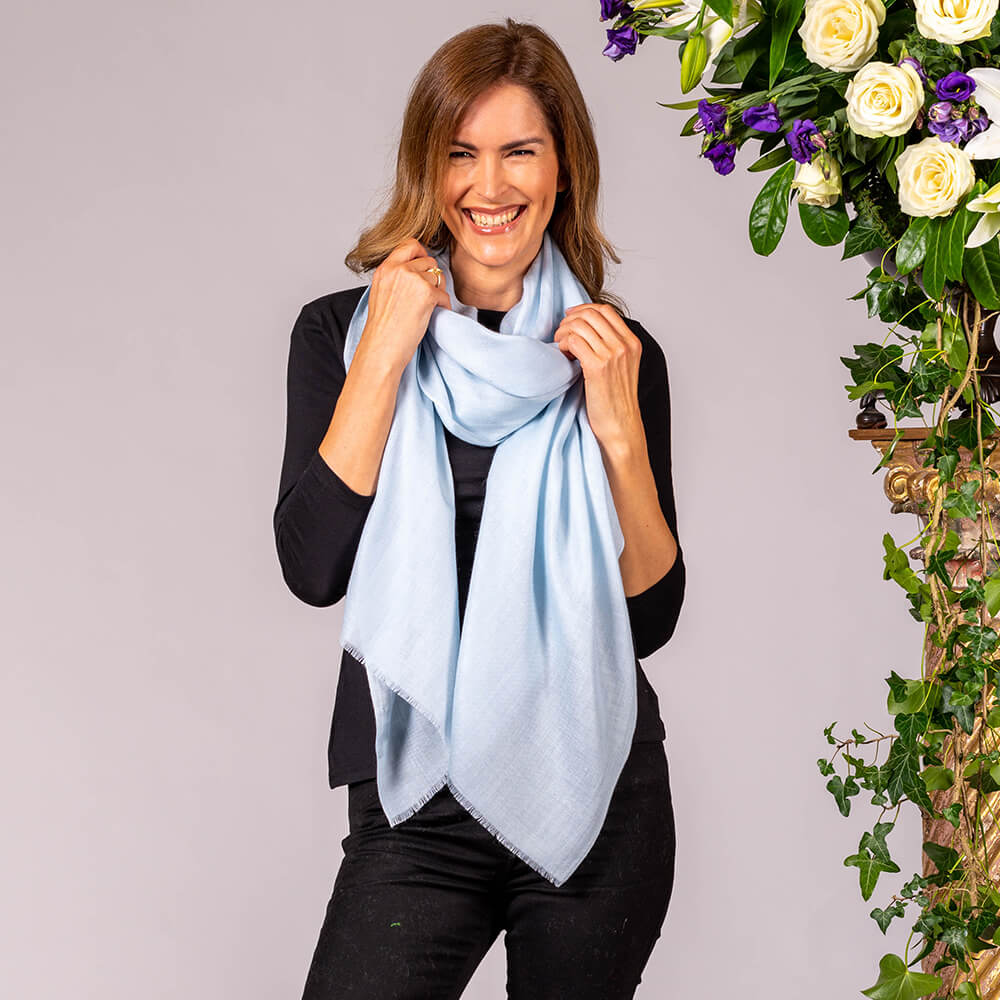 Pastel Blue Cashmere and Silk Wrap - Image 5