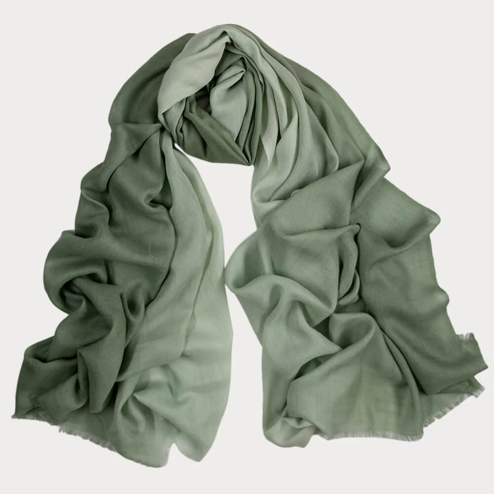 Pistachio to Sage Shaded Cashmere and Silk Wrap - Image 3