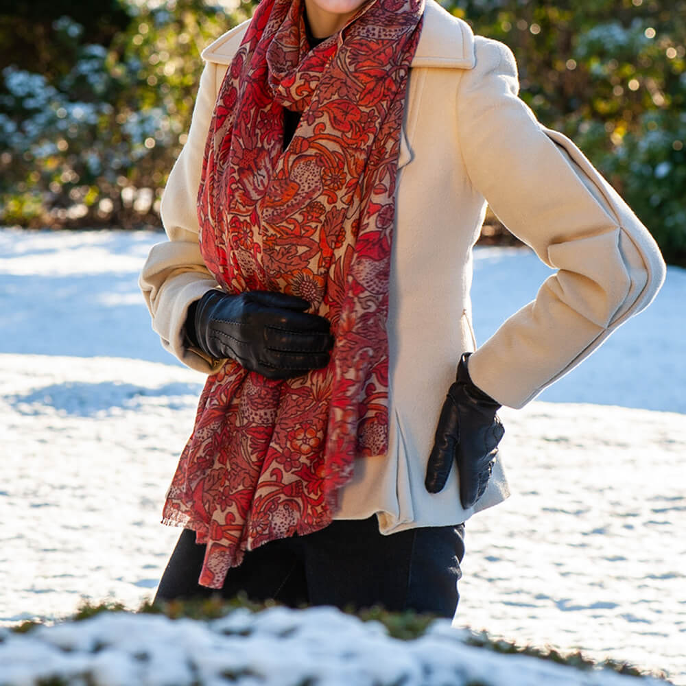 The Liberty ‘Strawberry Thief’ Quartet - Coral Cashmere and Silk Wrap - Image 6