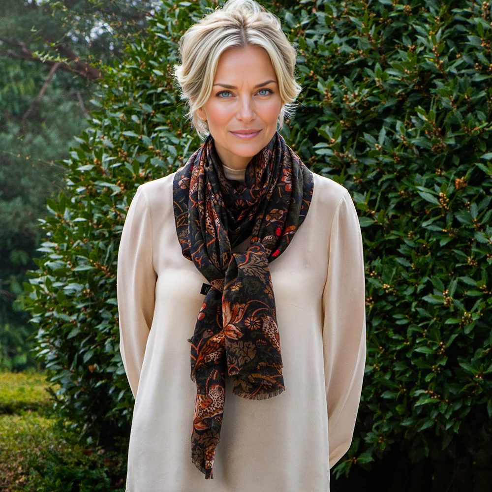 The Liberty ‘Strawberry Thief’ Quartet - Green Cashmere and Silk Wrap - Image 3