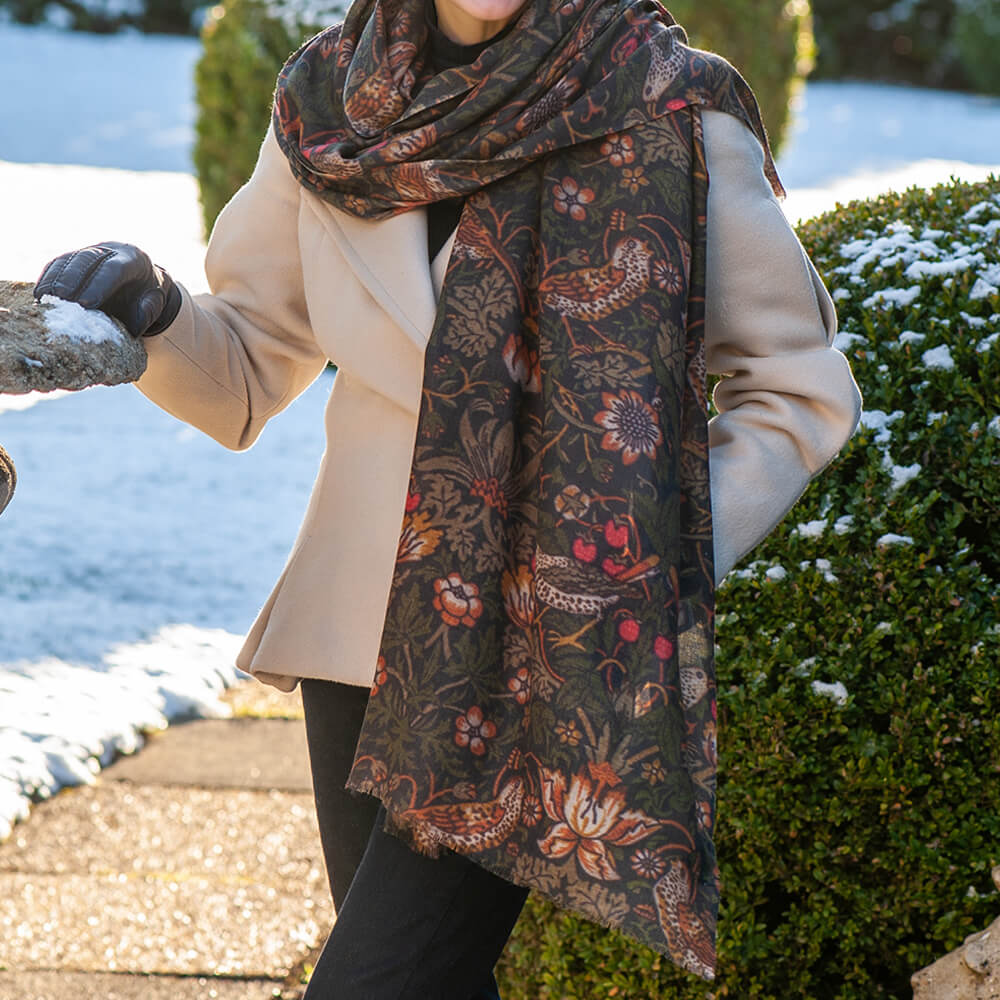 The Liberty ‘Strawberry Thief’ Quartet - Green Cashmere and Silk Wrap - Image 6