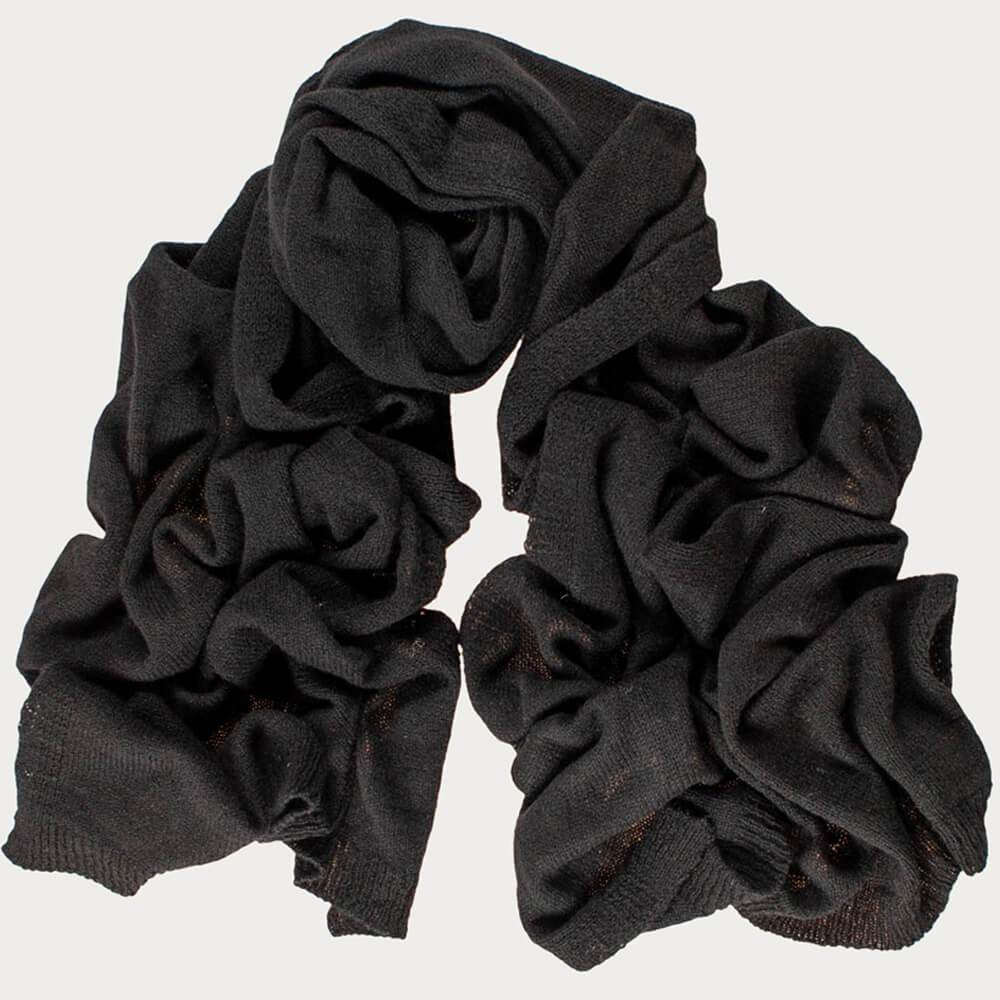 Oversized Black Cashmere Knit Scarf - Image 3