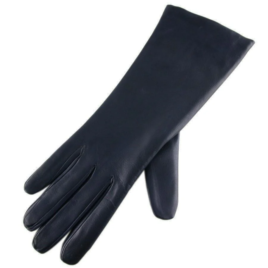 Midnight Navy Blue Leather Gloves with Cashmere Lining - Image 3