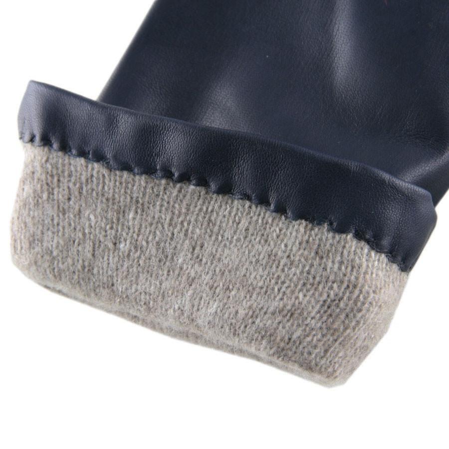 Midnight Navy Blue Leather Gloves with Cashmere Lining - Image 4